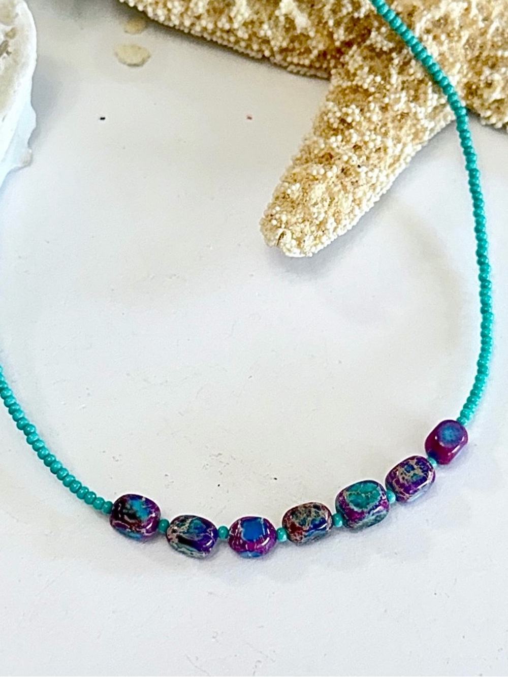 Purple & Blue Turquoise Beaded Necklace